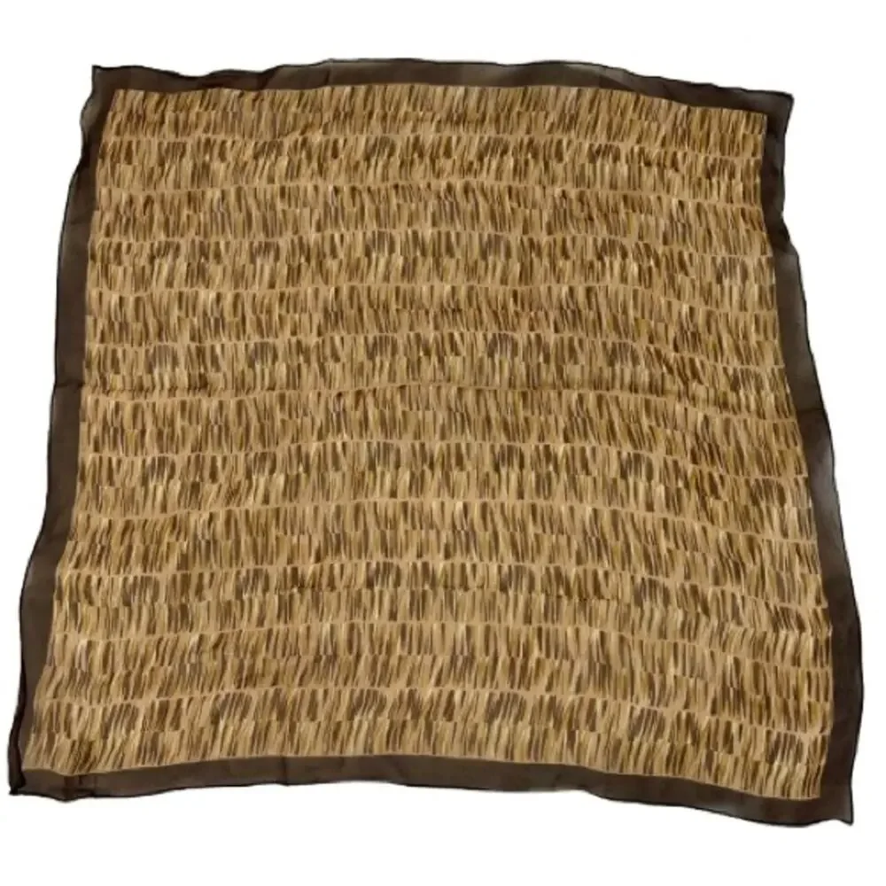 GUC Italca Brown and Tan Patterned 100% Silk Scarf. Size OS.